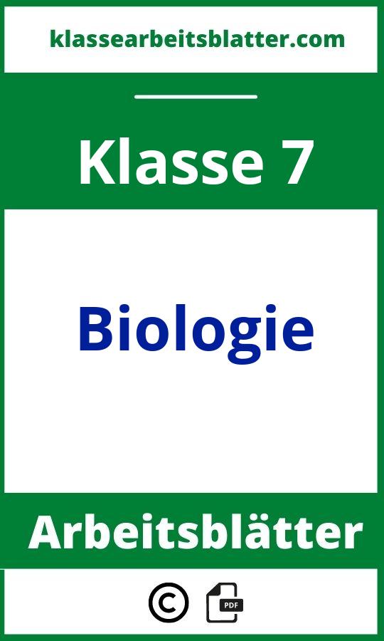 Arbeitsblätter Biologie Klasse 7