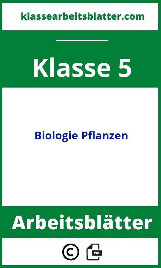 Arbeitsblätter Biologie Klasse 5 Pflanzen