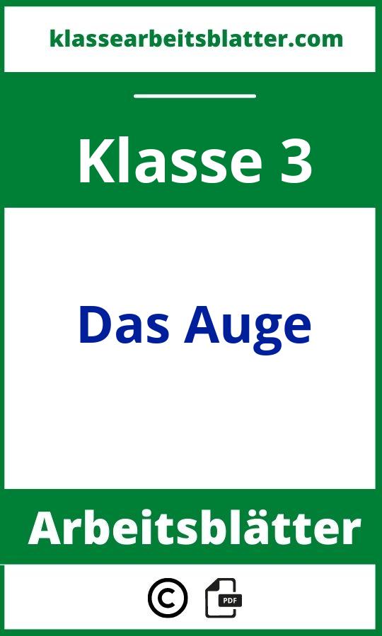 Arbeitsblätter Das Auge 3. Klasse