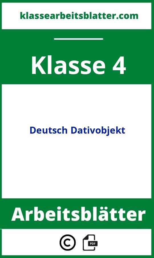 Arbeitsblätter Deutsch Klasse 4 Dativobjekt