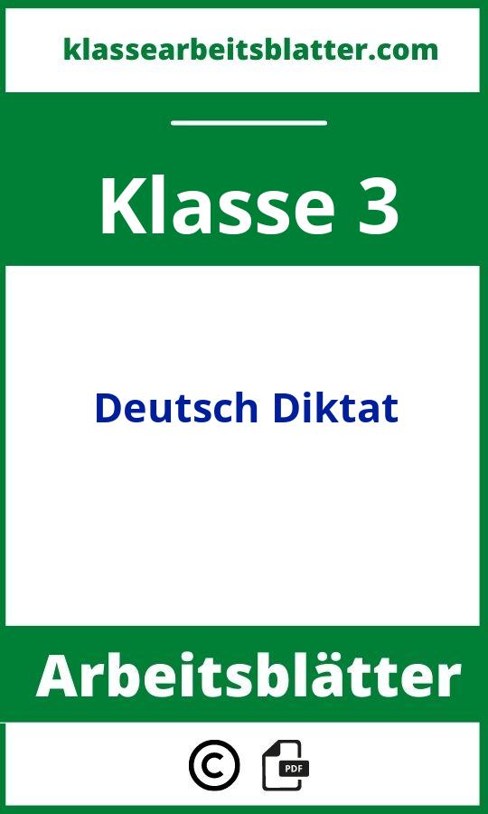 Arbeitsblätter Deutsch Klasse 3 Diktat
