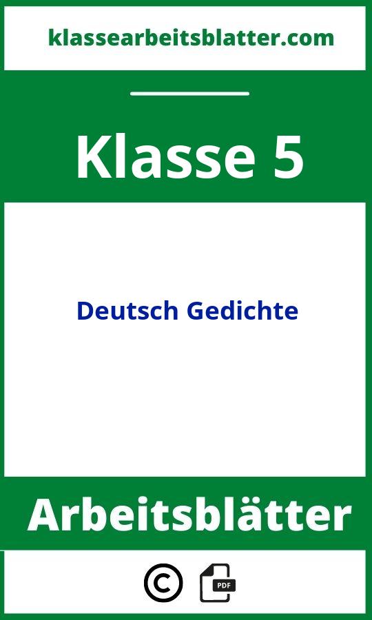 Deutsch Gedichte Klasse 5 Arbeitsblätter
