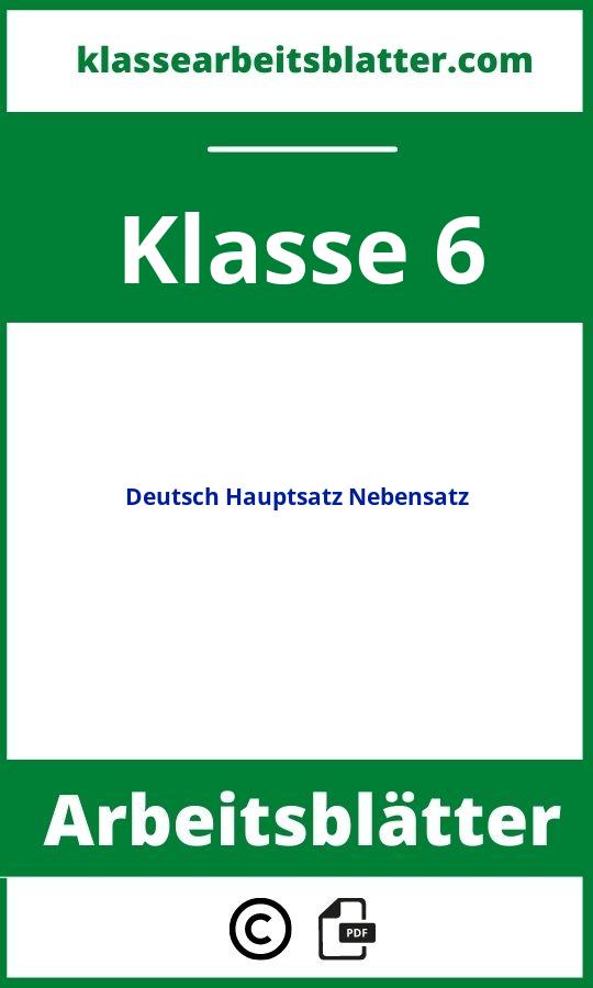 Arbeitsblätter Deutsch Klasse 6 Hauptsatz Nebensatz