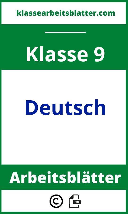9. Klasse Deutsch Arbeitsblätter