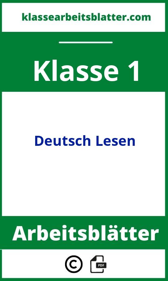 Arbeitsblätter Deutsch Lesen 1. Klasse