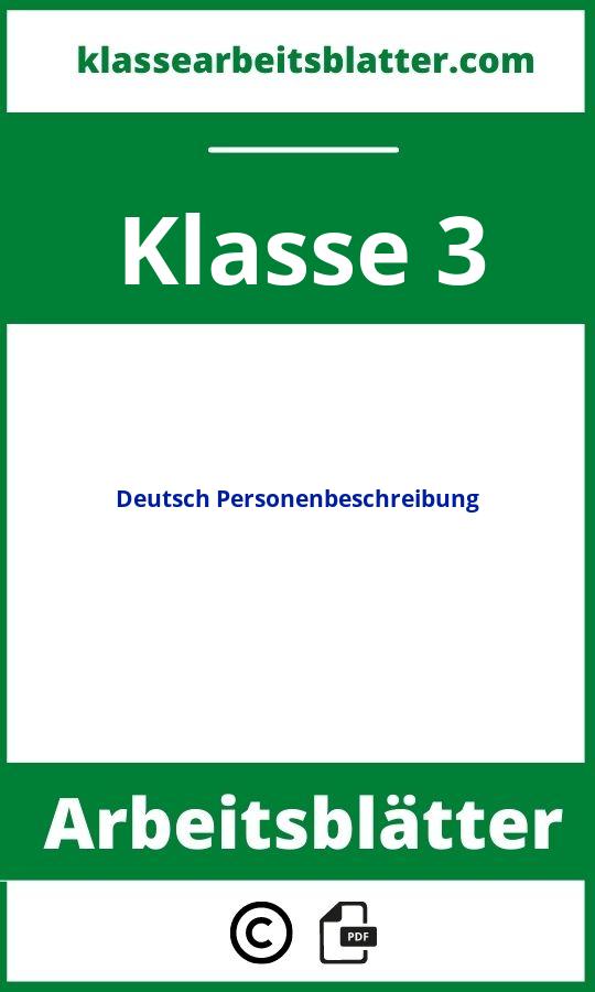 Arbeitsblätter Deutsch 3. Klasse Personenbeschreibung