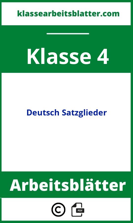 Arbeitsblätter 4. Klasse Deutsch Satzglieder
