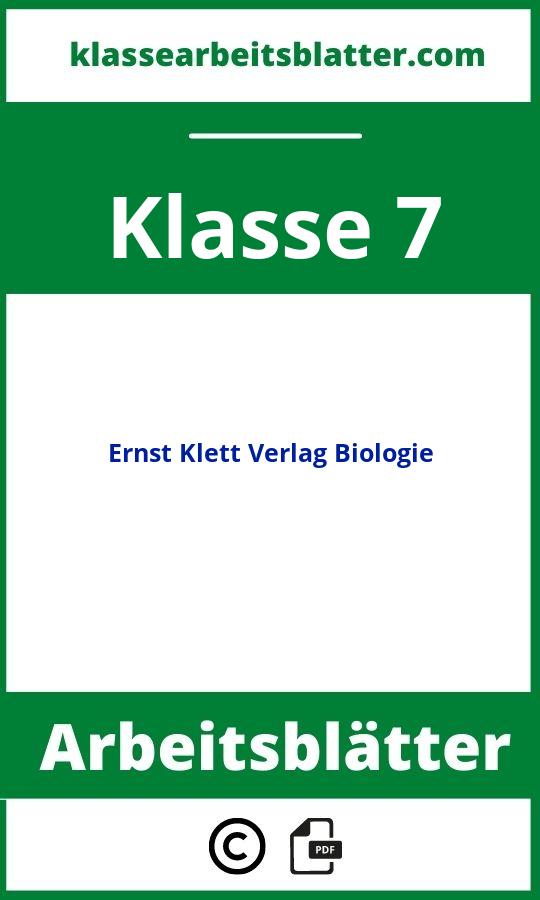 Ernst Klett Verlag Arbeitsblätter Biologie Lösungen Klasse 7