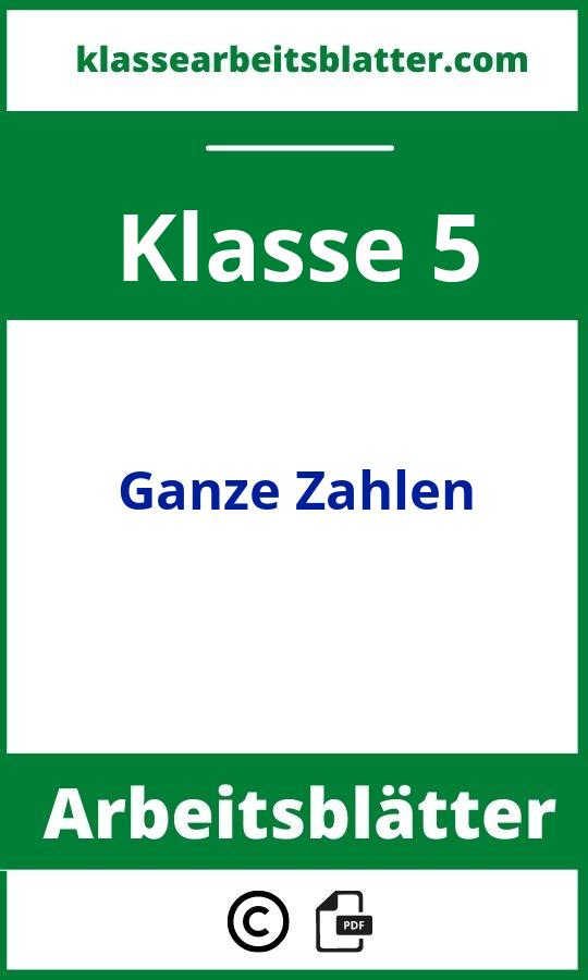 Ganze Zahlen Arbeitsblätter Klasse 5