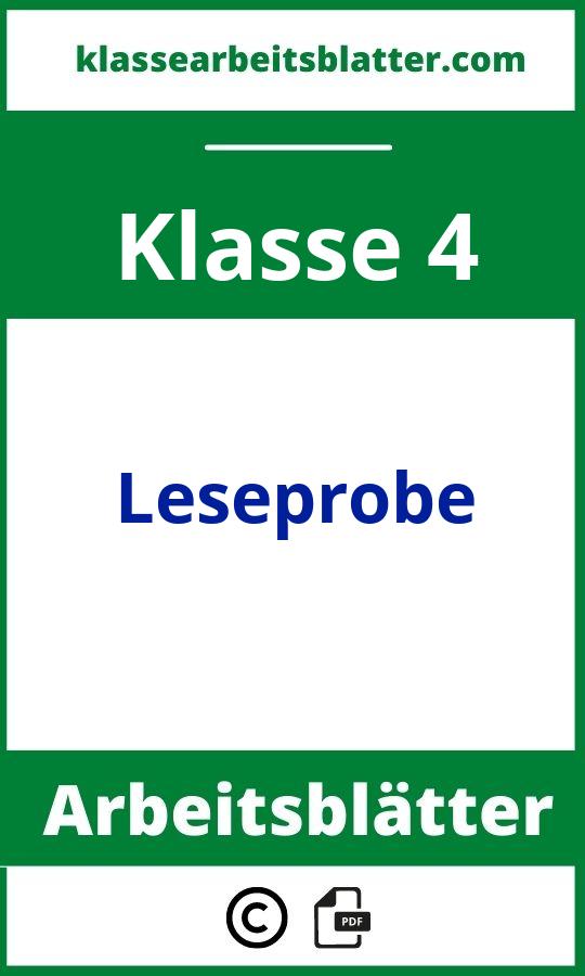 Leseprobe 4. Klasse Arbeitsblätter