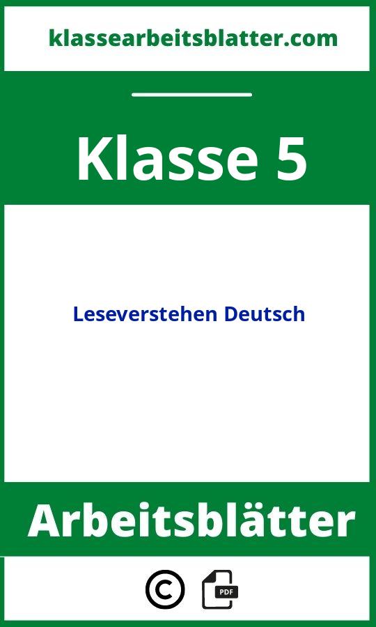 Leseverstehen Deutsch Klasse 5 Arbeitsblätter