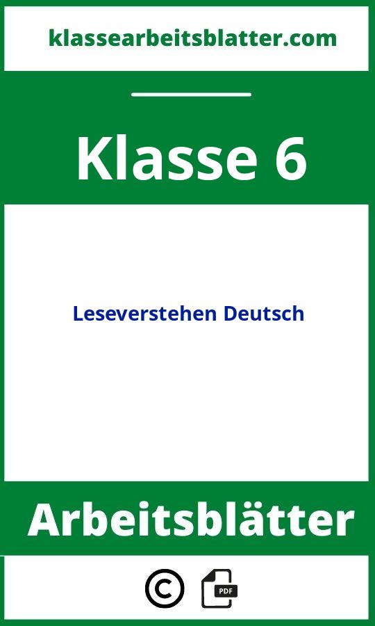 Leseverstehen Deutsch Klasse 6 Arbeitsblätter Pdf