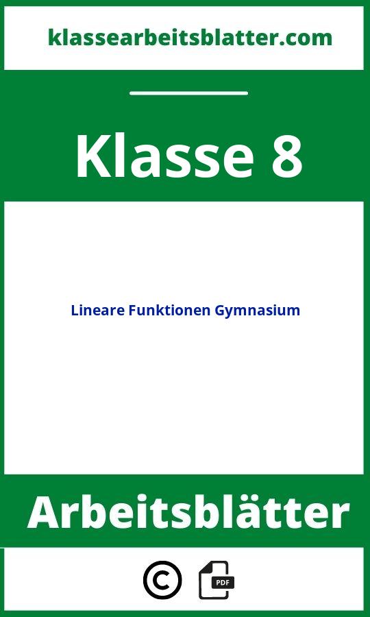Lineare Funktionen Klasse 8 Gymnasium Arbeitsblätter