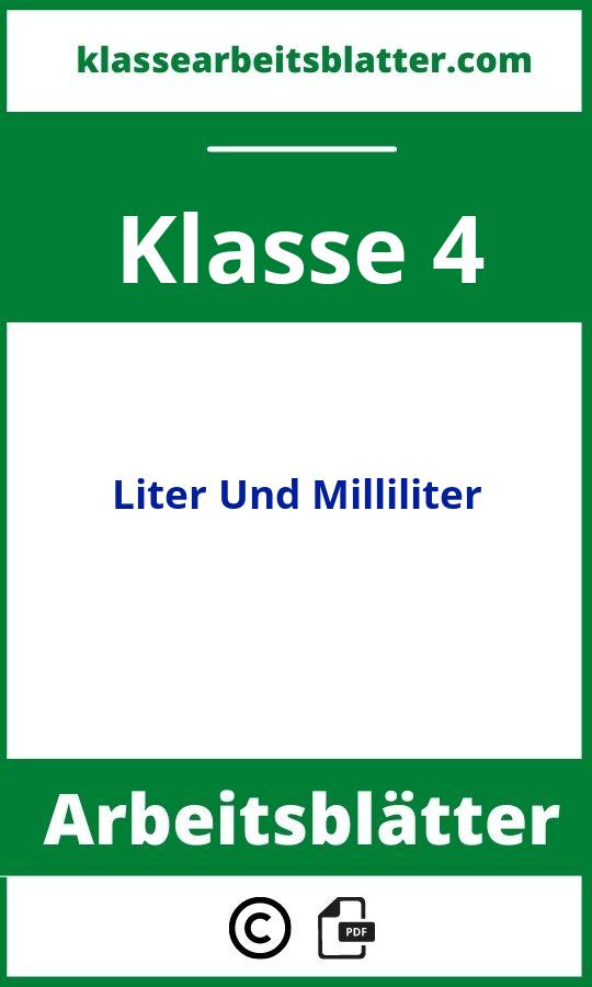 Liter Und Milliliter Klasse 4 Arbeitsblätter