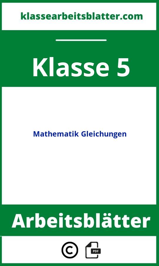 Arbeitsblätter Mathematik Klasse 5 Gleichungen
