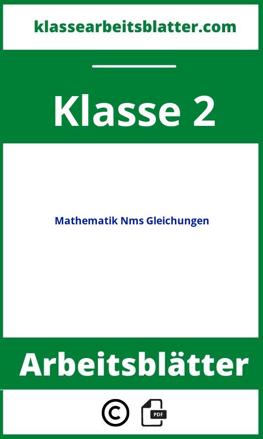 Mathematik 2 Klasse Nms Arbeitsblätter Gleichungen