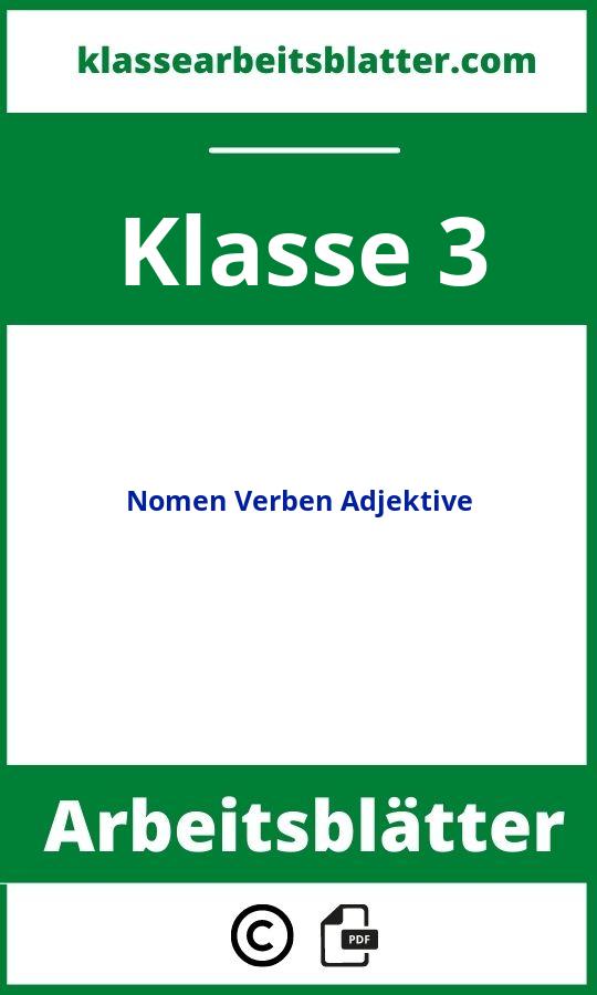 Nomen Verben Adjektive Arbeitsblätter Klasse 3
