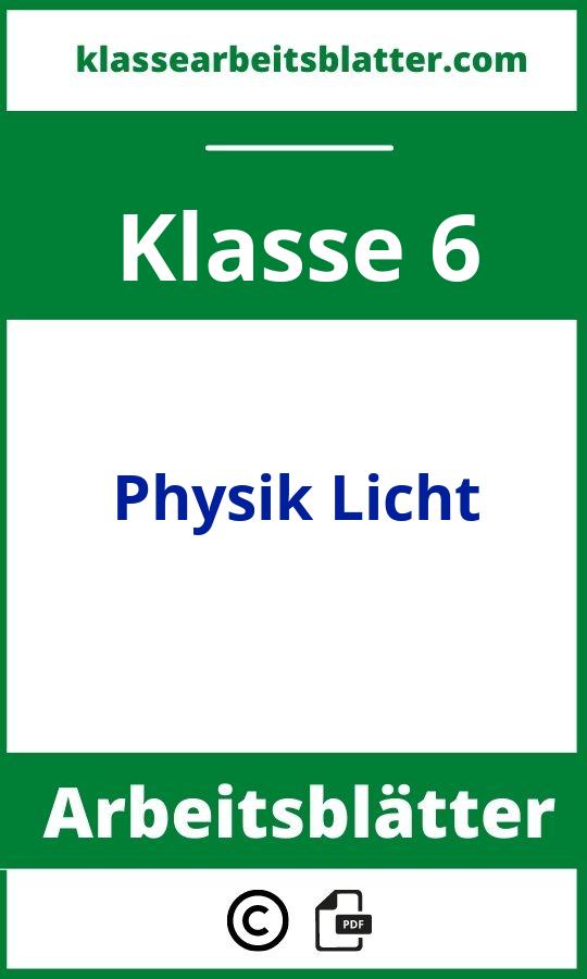 Arbeitsblätter Physik Klasse 6 Licht