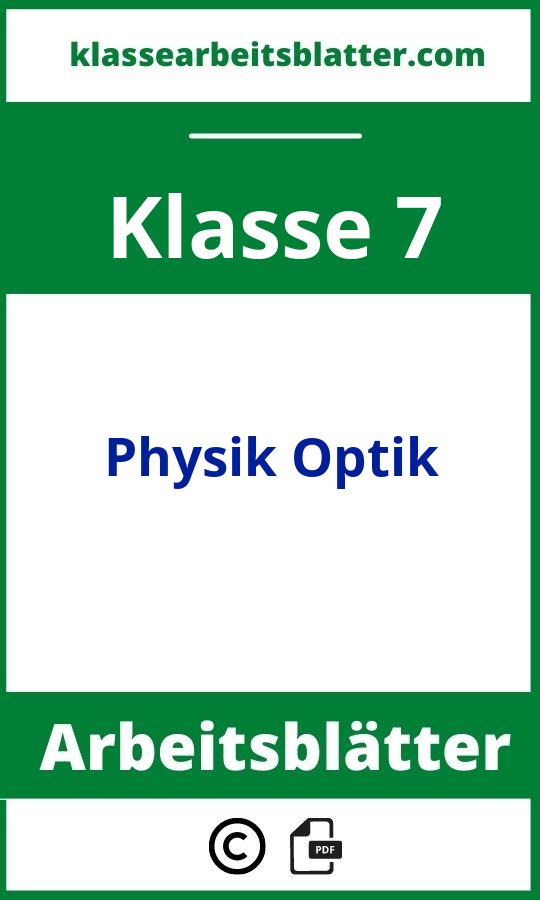 Arbeitsblätter Physik Klasse 7 Lösungen Optik