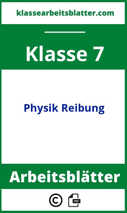 Arbeitsblätter Physik Klasse 7 Reibung