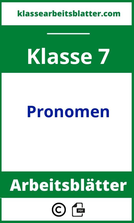 Pronomen Arbeitsblätter 7. Klasse
