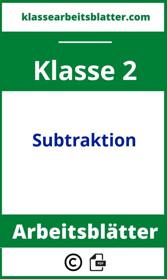 Subtraktion 2. Klasse Arbeitsblätter
