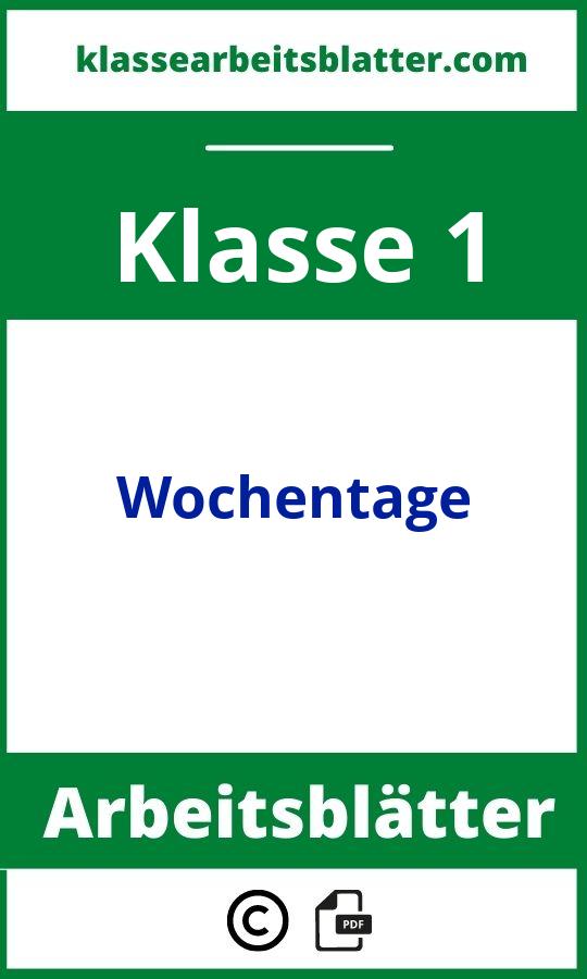 Arbeitsblätter Wochentage 1. Klasse